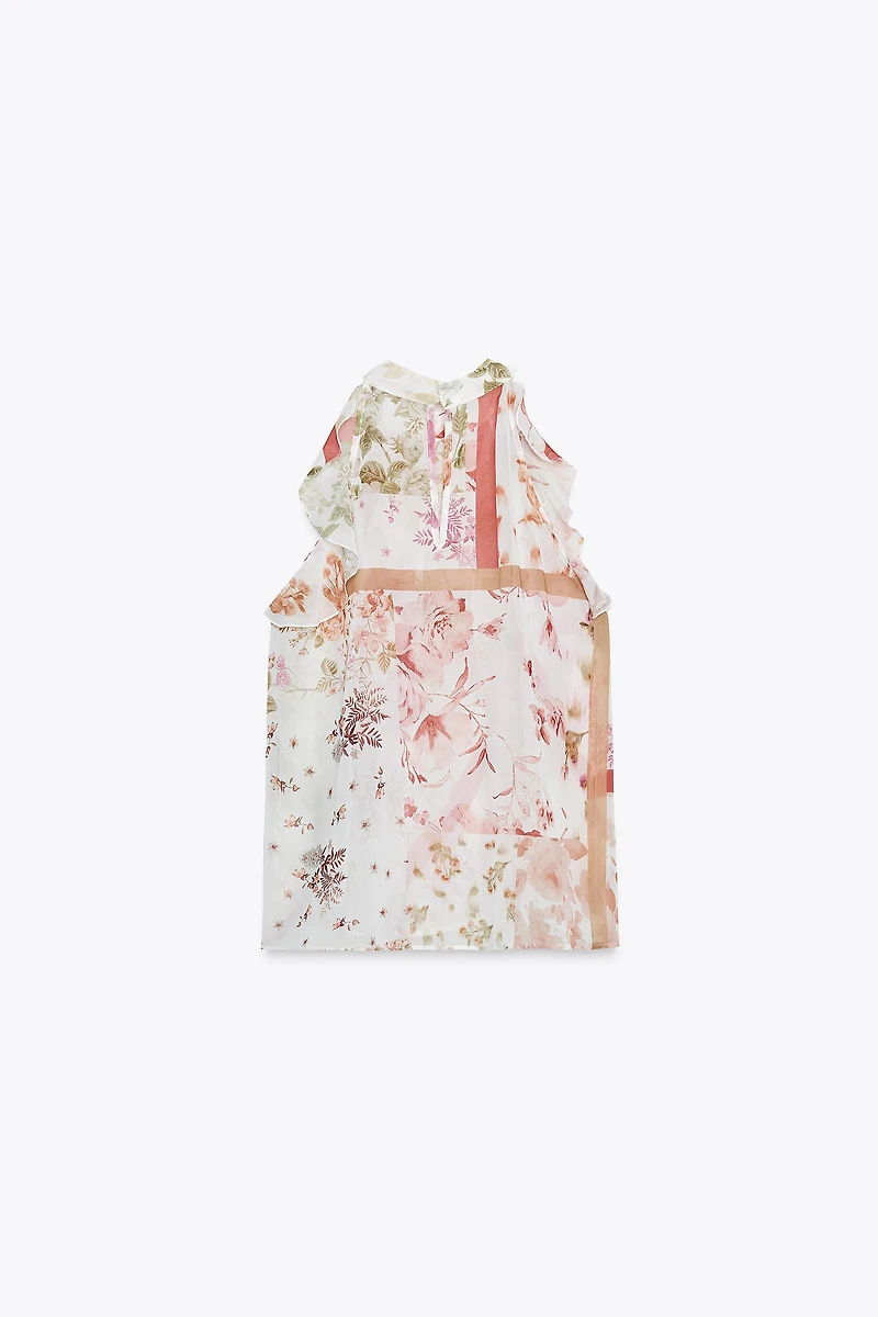 FLORAL PRINT RUFFLED TOP