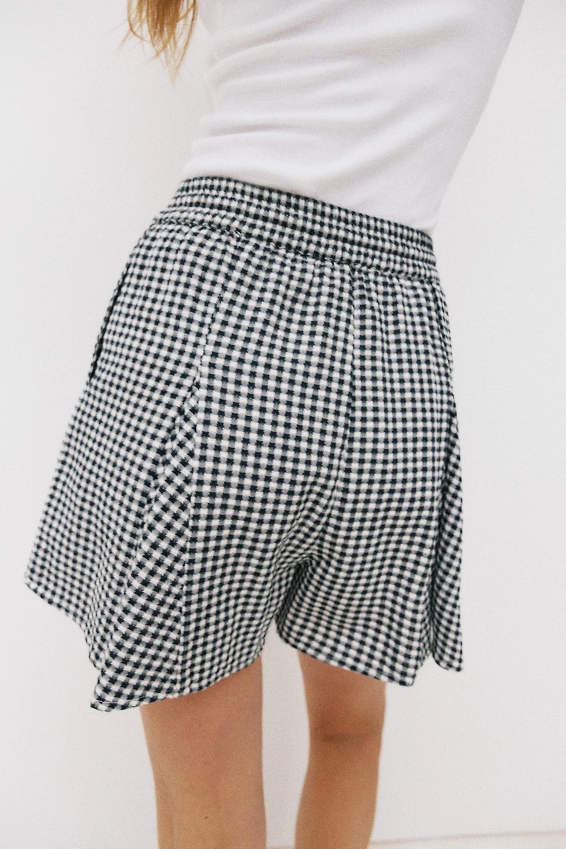 GINGHAM CHECK SKORT WITH RUFFLES