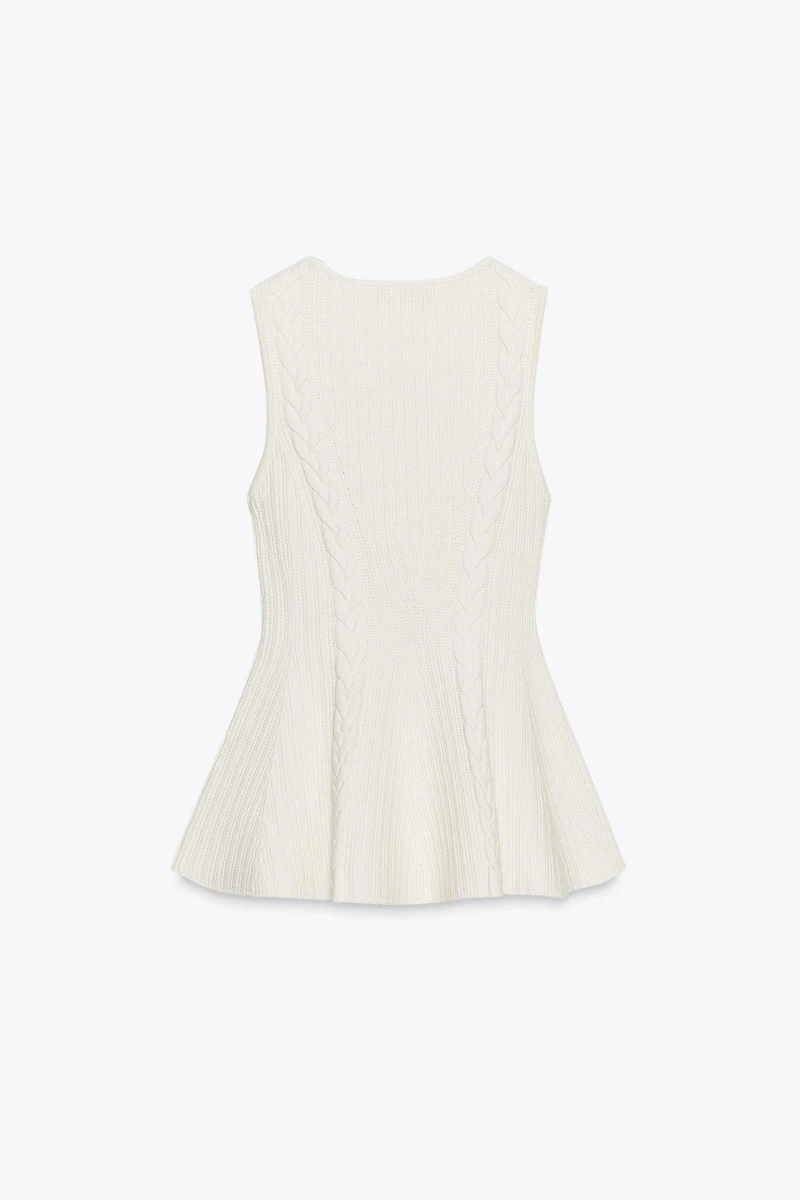 CABLE KNIT PEPLUM TOP