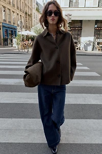 MANTEAU AVEC LAINE COL EFFET FOURRURE