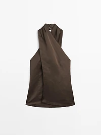 Linen blend halter neck waistcoat - STUDIO