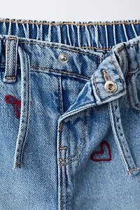EMBROIDERED FLOWY WIDE LEG JEANS