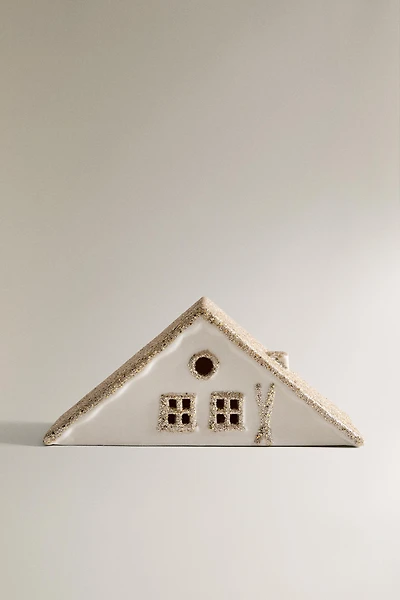 CHRISTMAS SKI LODGE CERAMIC ORNAMENT