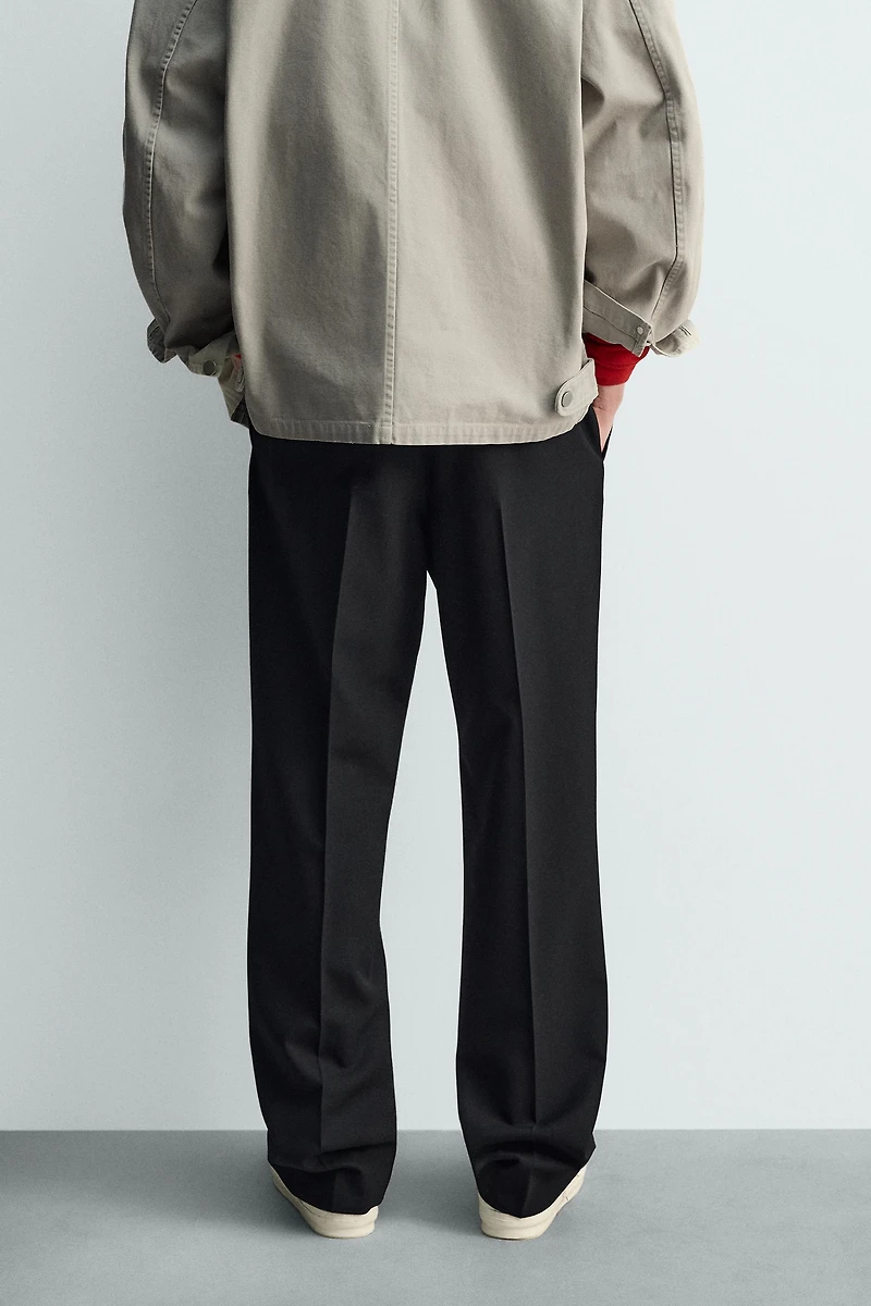 STRAIGHT FIT WOOL BLEND PANTS
