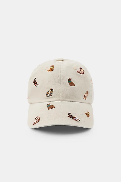 EMBROIDERED CAT TWILL CAP