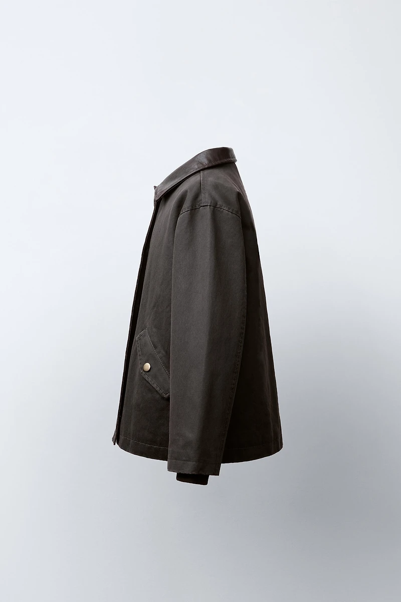 WAXED JACKET WITH FAUX FUR COLLAR