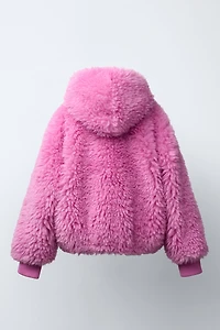FAUX FUR JACKET WITH HOODIE