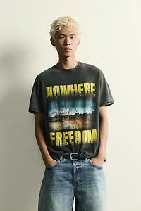 WASHED PRINTED KNIT T-SHIRT
