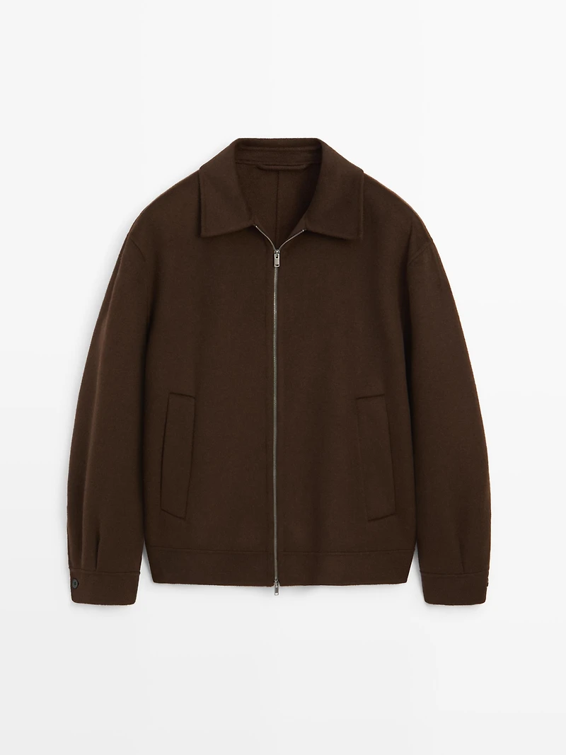 Wool blend jacket with zip detail