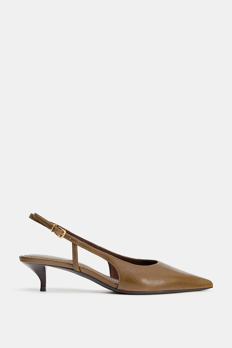 LEATHER KITTEN HEEL SHOES
