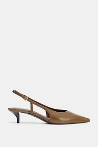 LEATHER KITTEN HEEL SHOES