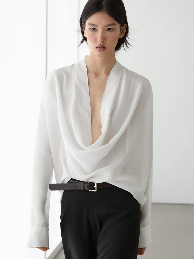 Flowing shirt with cowl neckline detail