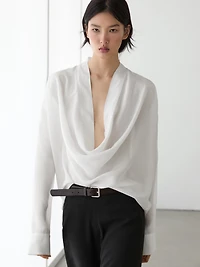 Flowing shirt with cowl neckline detail