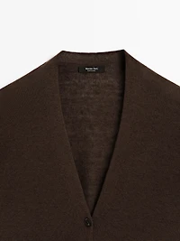 Long linen blend knit cardigan