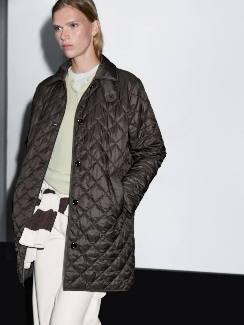 Long lightweight puffer jacket