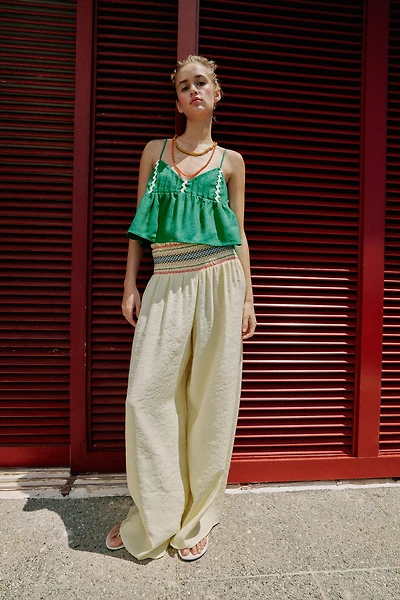 ELASTIC WAIST WIDE LEG PANTS