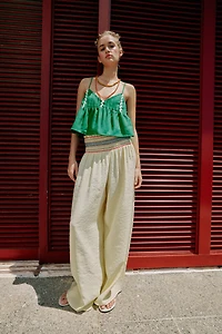 ELASTIC WAIST WIDE LEG PANTS