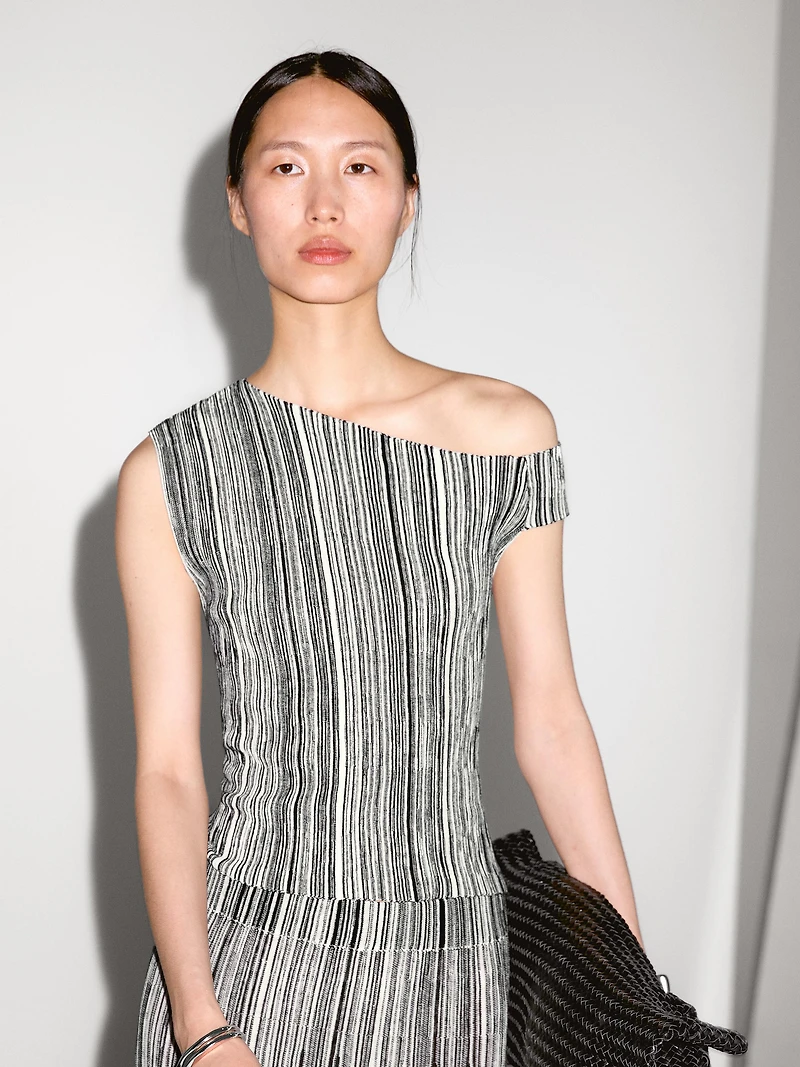 Knit top with striped detail