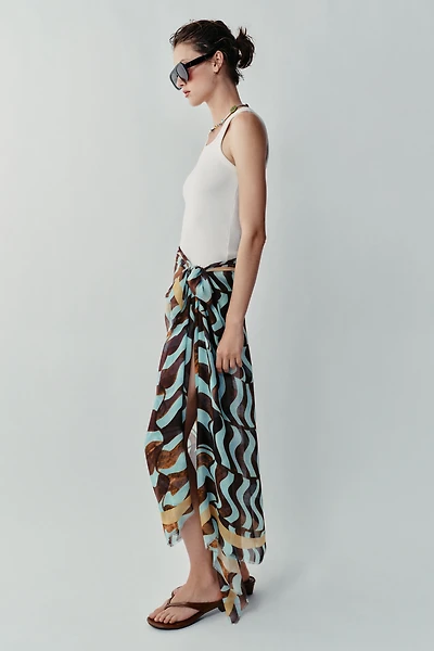 WAVE PRINT MODAL SILK SCARF