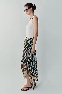 WAVE PRINT MODAL SILK SCARF