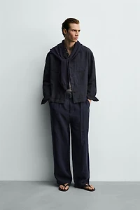 RELAXED FIT 100% LINEN BELTED PANTS
