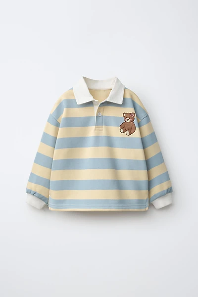 POLO À RAYURES ET OURS BRODÉ