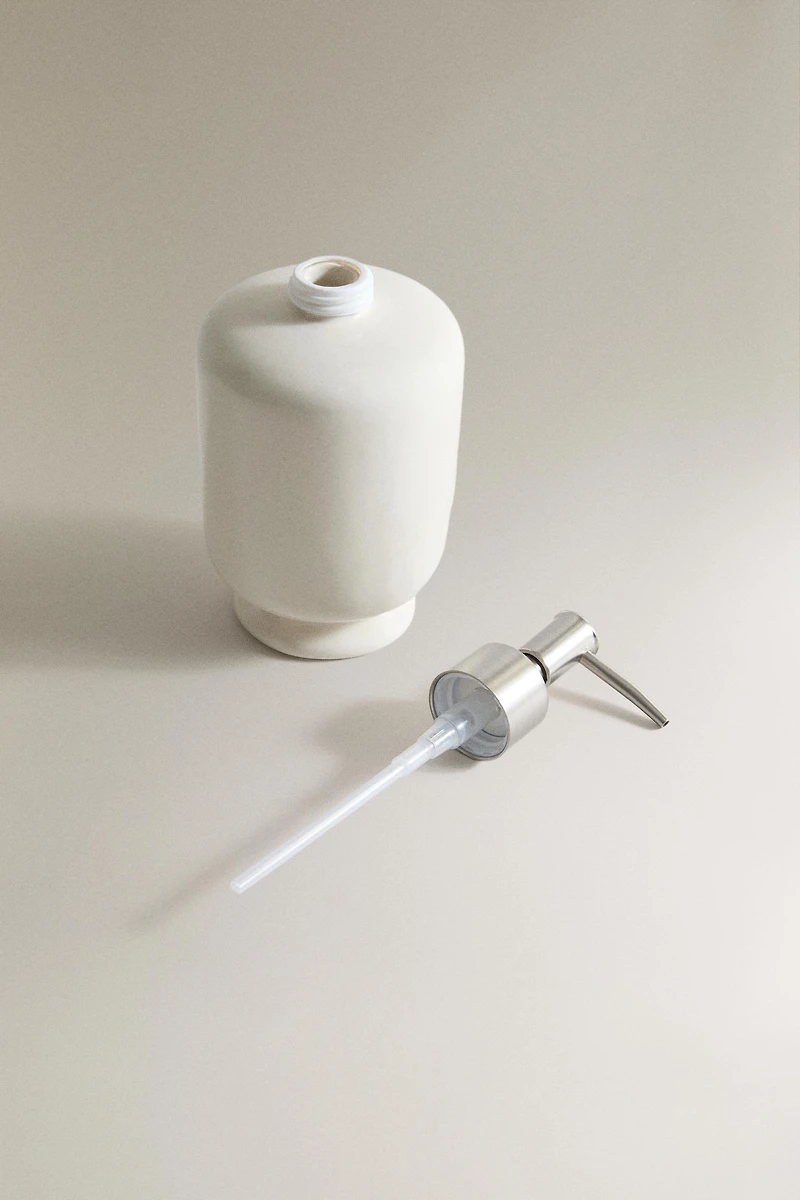 CREAM CERAMIC SOAP DISPENSER