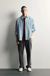 RELAXED-FIT EMBROIDERED DENIM SHIRT