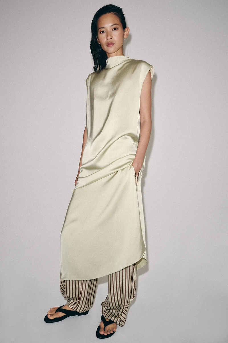 SATIN EFFECT FIREMAN CLASP DRESS ZW COLLECTION