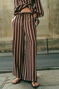 PANTALON LARGE À RAYURES