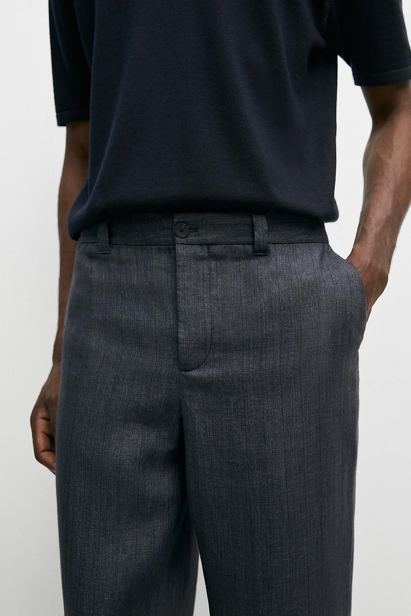 100% linen striped pants