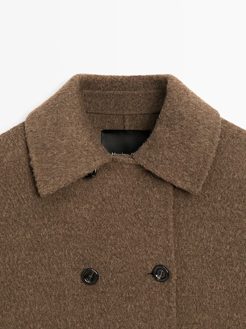 Double-breasted wool blend coat