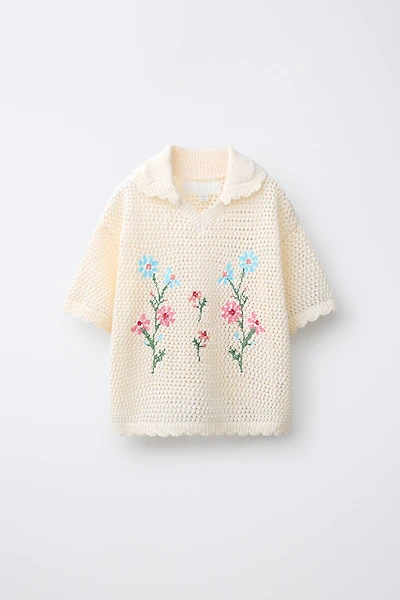 EMBROIDERED KNIT POLO SHIRT