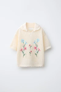 EMBROIDERED KNIT POLO SHIRT