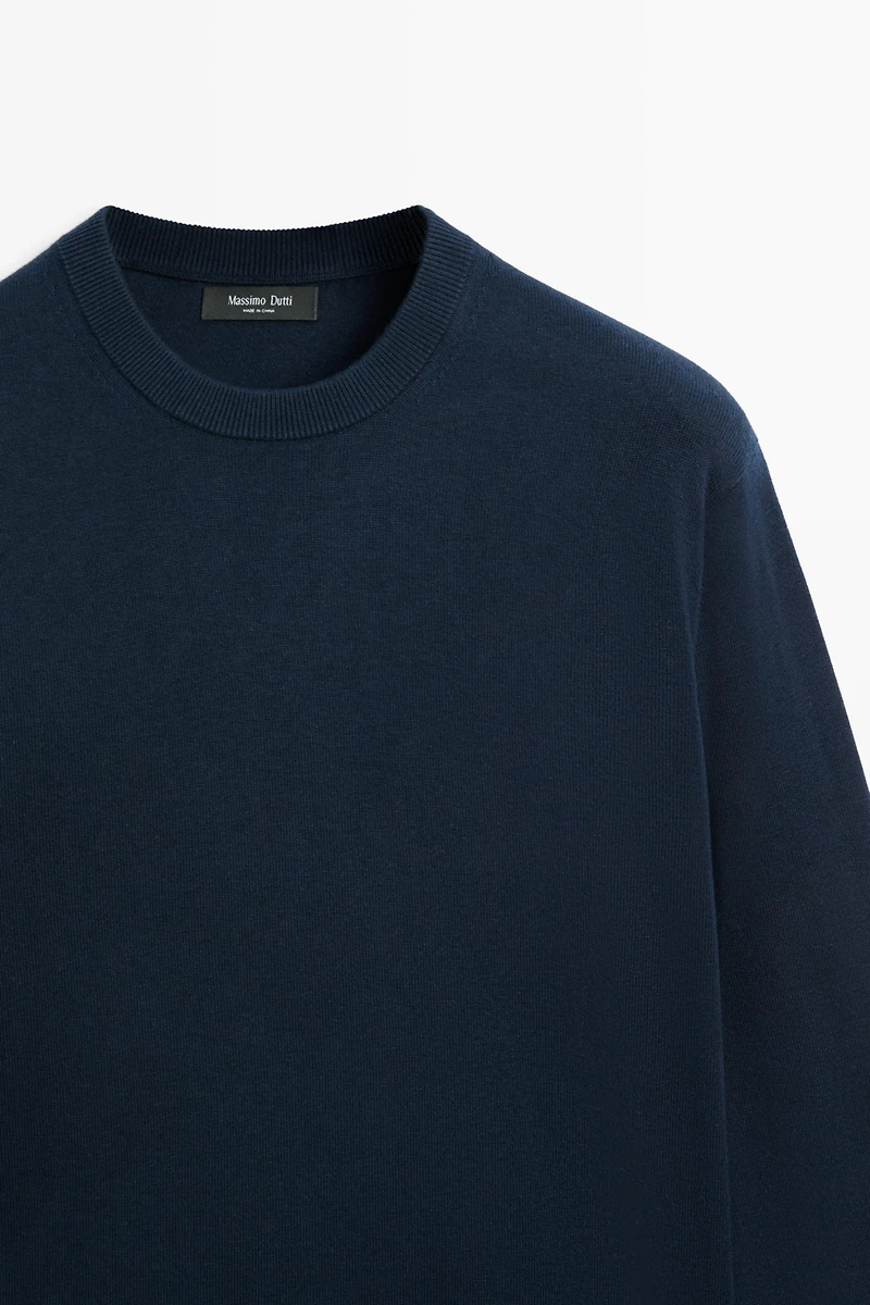 Cotton blend knit sweater