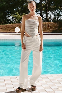 METALLIC THREAD HALTER TOP