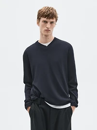 Wool and cashmere knit V-neck sweater - LIMITED