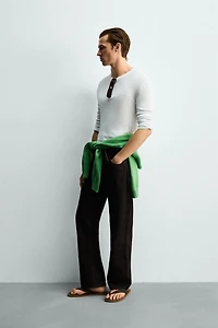 VISCOSE TEXTURED LONG SLEEVE T-SHIRT