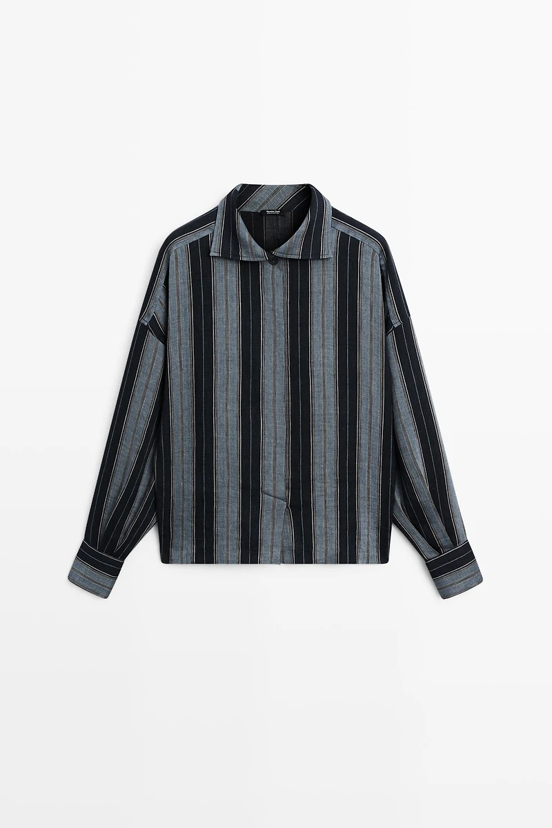 Striped flowing cotton linen shirt
