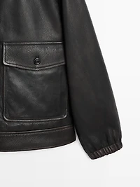 Nappa leather jacket with lambskin collar