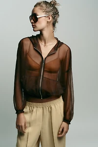 BLOUSON À CAPUCHE EN ORGANZA