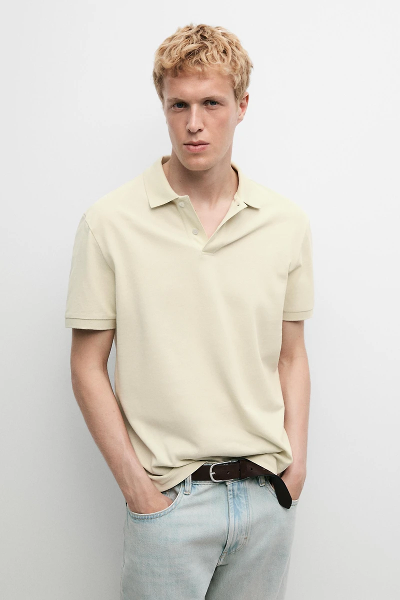 Micro-textured cotton piqué polo shirt