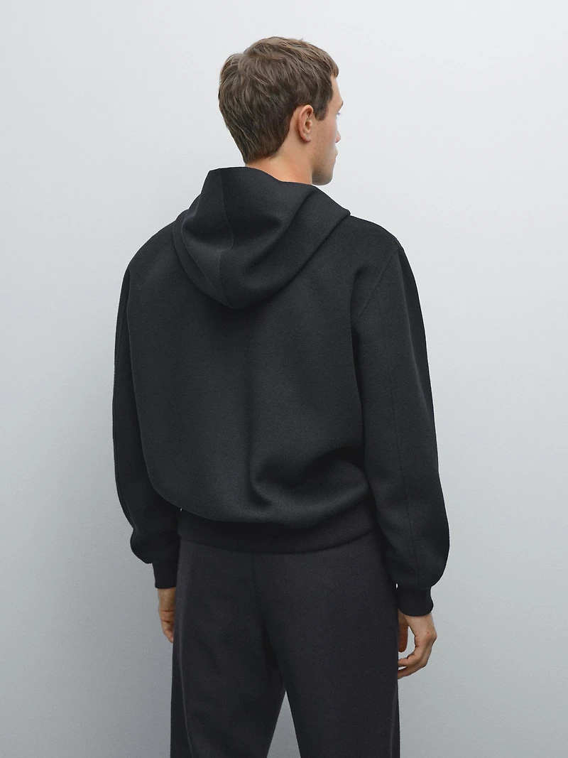 Veste à capuche en laine mélangée