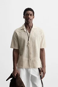 OPEN WEAVE HERRINGBONE SHIRT