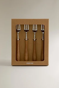 PACK OF ACACIA WOOD HANDLE BRUNCH FORKS (PACK OF 4)