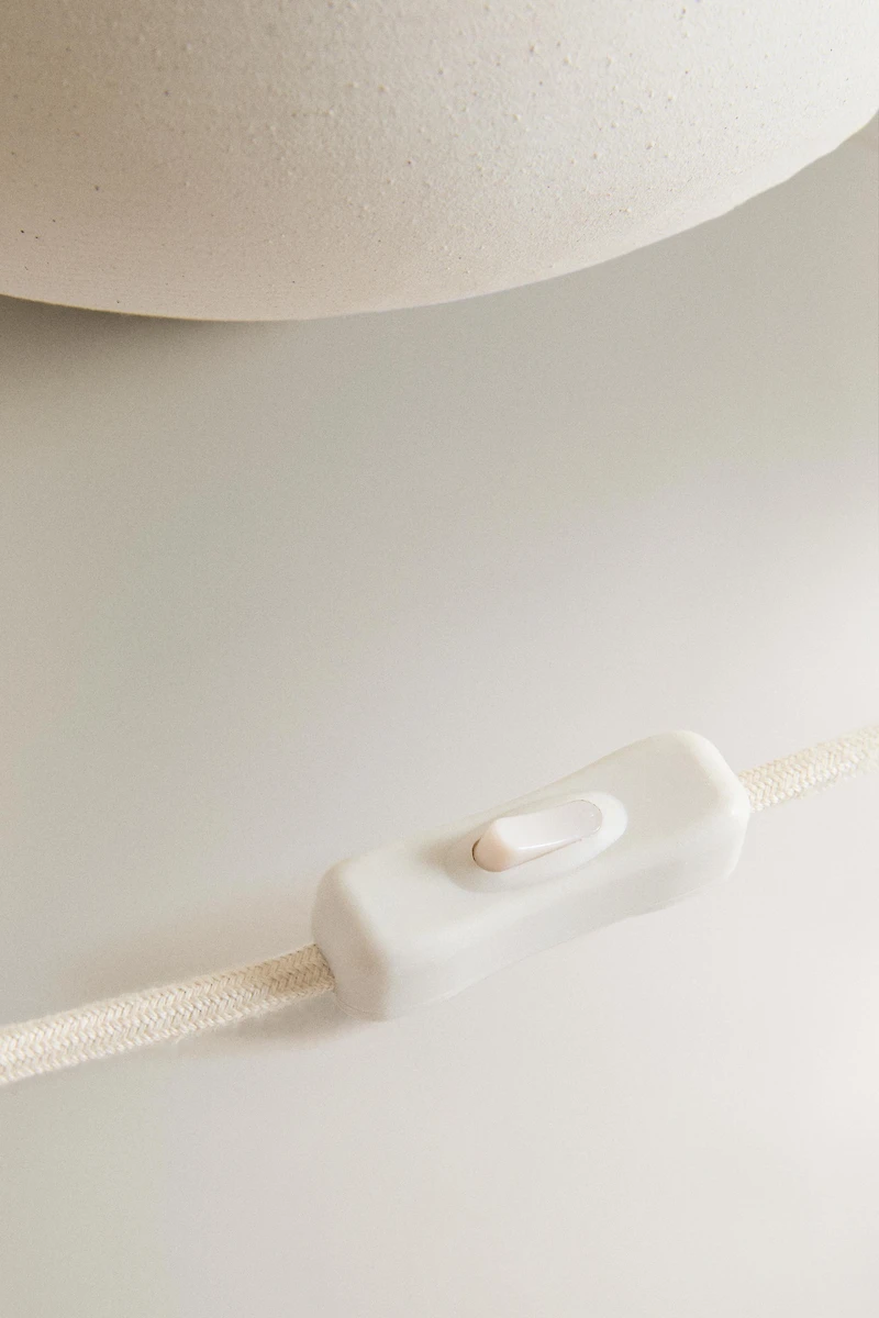STONEWARE AND LINEN TABLE LAMP