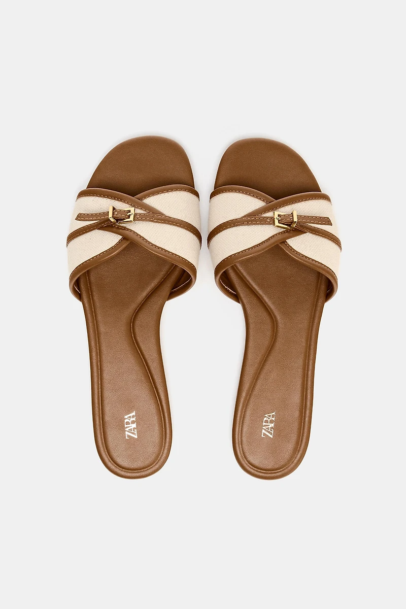 FLAT CANVAS SANDALS WITH BUCKLE