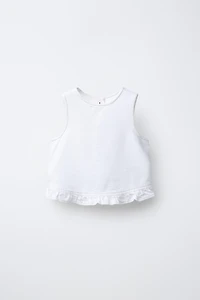 RUFFLED DENIM TOP