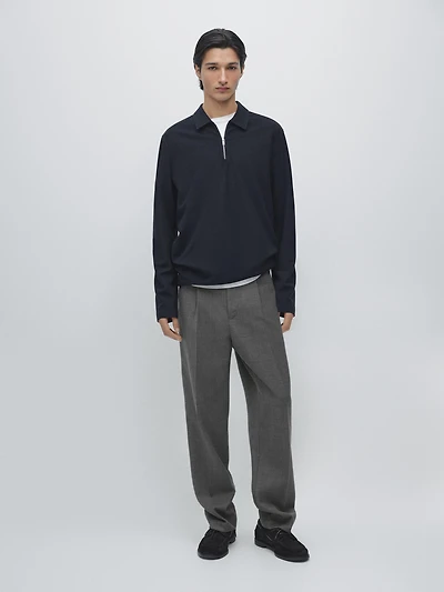 Polo fermeture Éclair à manches longues