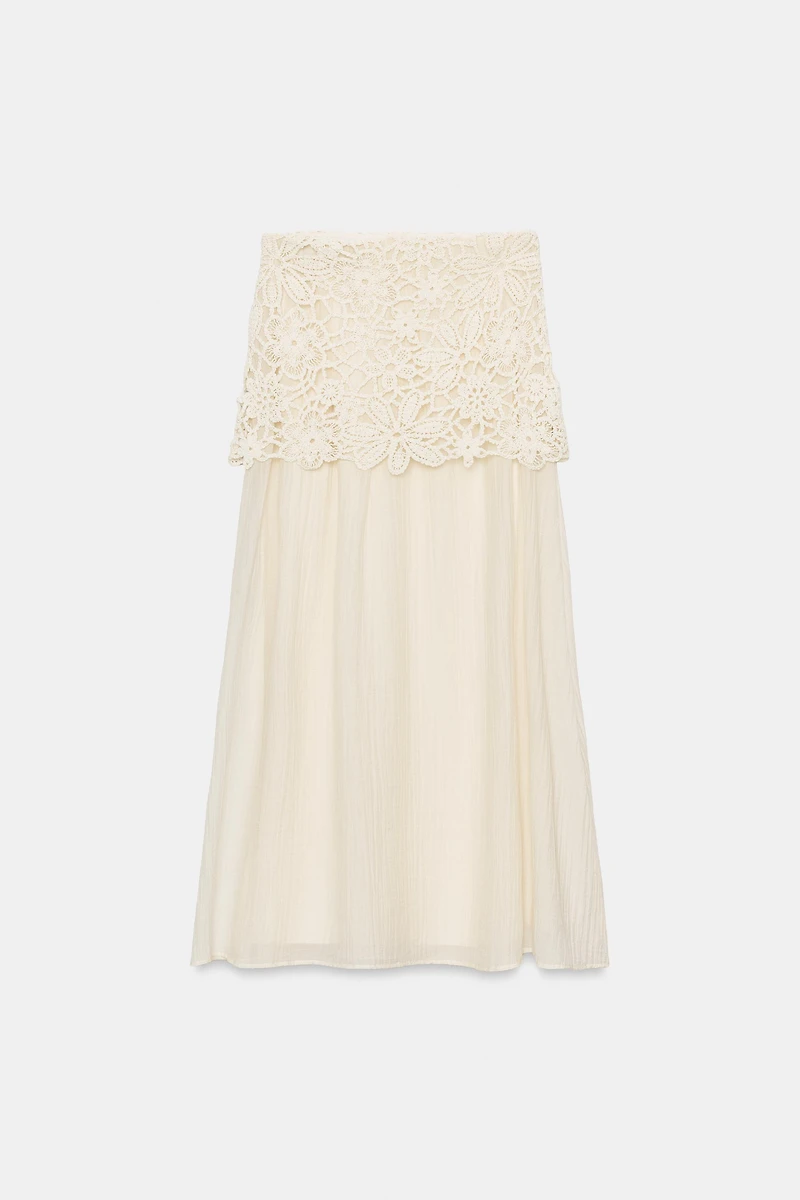 JUPE MI-LONGUE EN CROCHET BIMATIÈRE